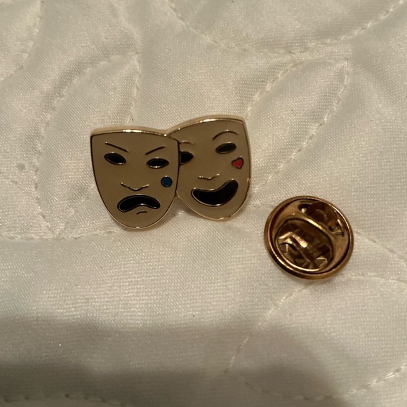 Burberry Jewelry - Burberry Gold and Cream enamel Drama Mask Brooch